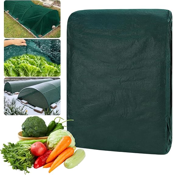 Green Plant Covers Freeze Protection 6.5 x 33 FT 1.2oz/yd2 Frost Cloth Blankets for Outdoor Plants in Winter, Floating Row Cover for Vegetable Garden