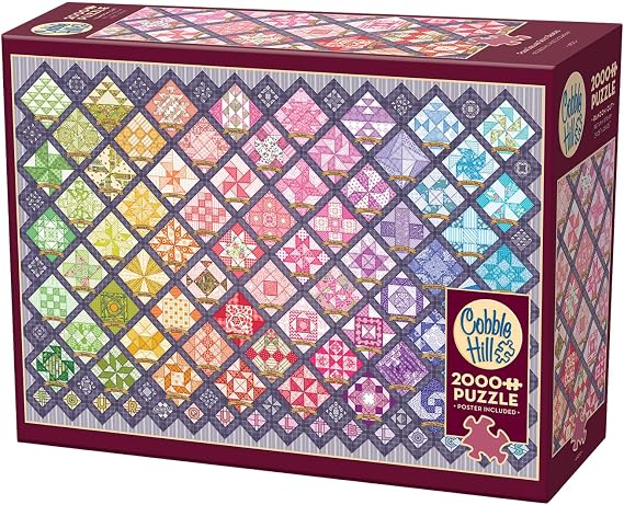 Cobble Hill 2000 Piece Puzzle - Four Square Quilt Blocks - Sample Poster Included