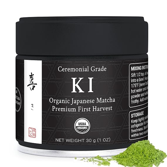Ki Matcha 30g (1 oz) - Organic Premium Ceremonial Japanese Matcha | First Harvest Matcha Green Tea Powder - Zero Sugar - USDA Certified