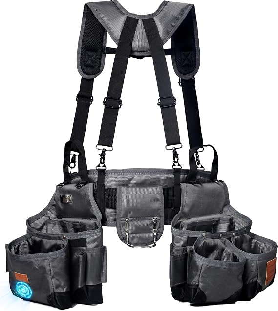 VIDAR TOOLS Tool belt,Tool Belts for Men with Suspenders and Magnetic Tool Pouch.Heavy Duty Carpenter/Construction Tool Belt.