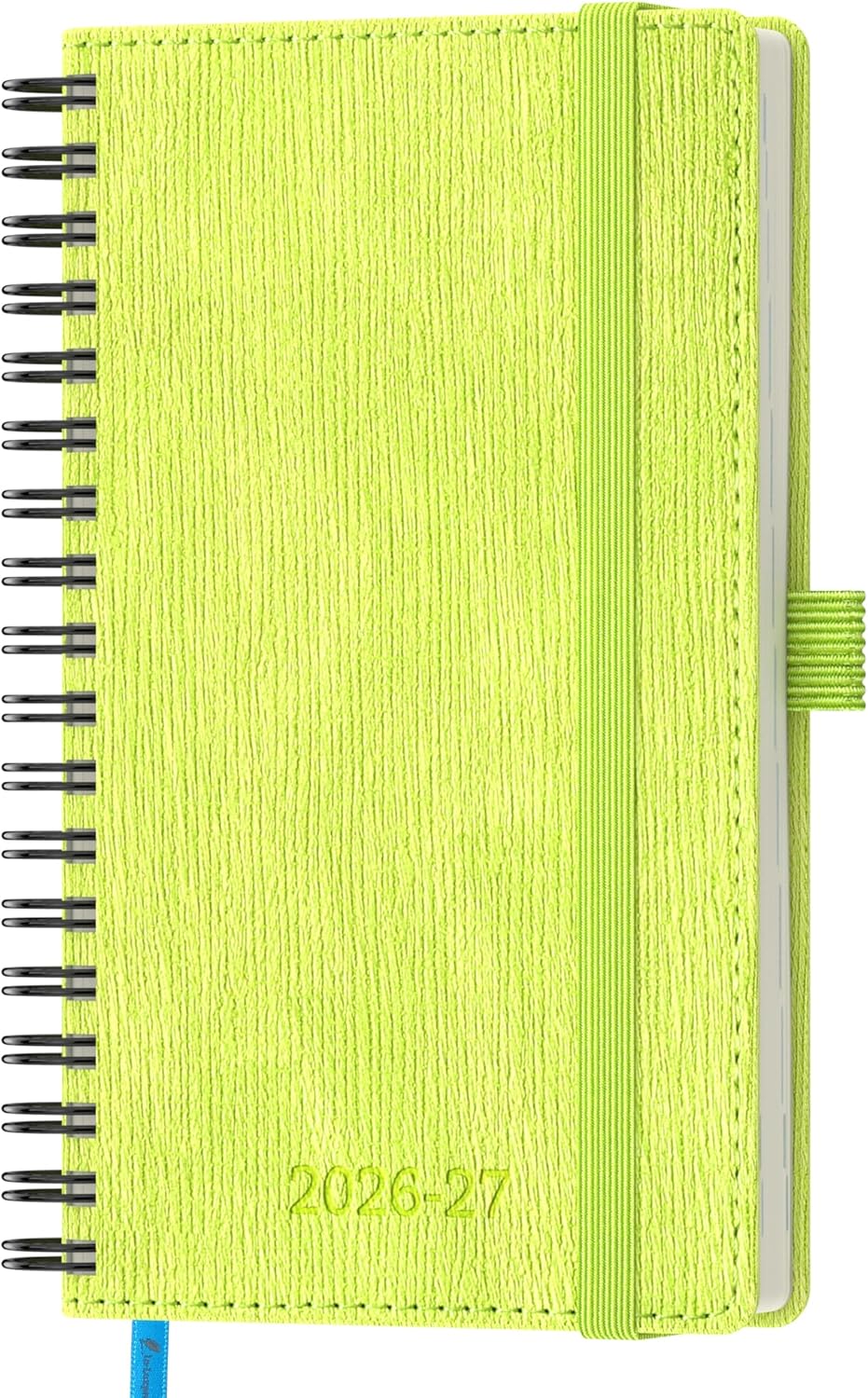 Pocket Calendar 2026 2027 Small Ring Binder A6 18-Month Weekly Planner July 26-Dec 27 Book Calendar Ring Binder Soft Cover with Pen Holder Vertical Diary - Apple Green