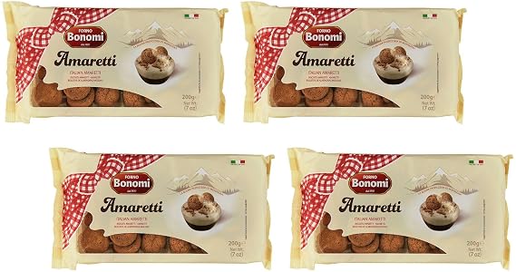 Forno Bonomi: " Amaretti " Biscuits Amaretti 200 gr - pack of 4 - total 28.2 oz [ Italian Import ]