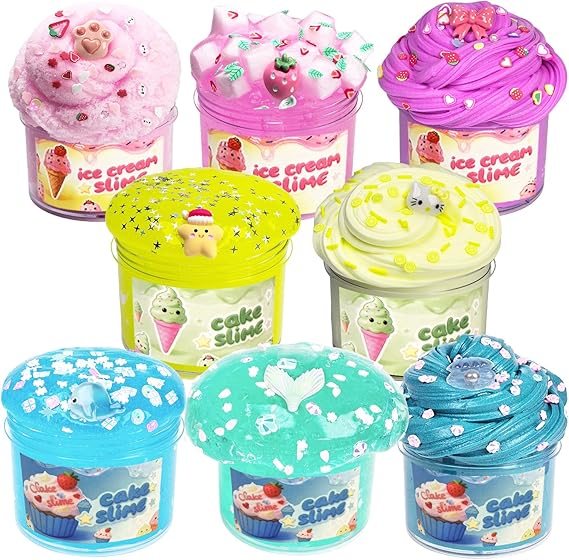 Sunool 8 Packs Mixed Cloud Galaxy Butter Slime Kit, Non Sticky, Super Soft Sludge Toy, Birthday Gifts, Party Favor for Girls & Boys