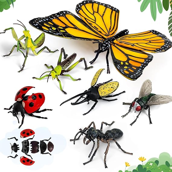 7 Pcs Lifelike 3D Insect Puzzle Toys,1:1 Scale Replica Bug Building Blocks,Slot-Together Assembly Educational Figures,Ideal Gift for Boys Girls Ages 5 6 7 8+,Perfect for Classroom and Party