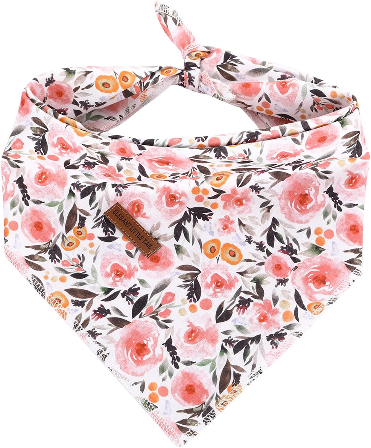 Elegant little tail Dog Bandanas - 1Pack Floral Print Washable Dog Scarf Female Square Dog Bib Kerchief Scarf Adjustable Pet Bandana for Small Medium Dogs