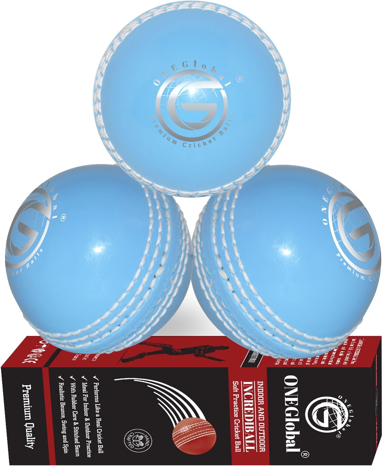 Incrediball Soft Practice Cricket Ball | Outdoor & Indoor Rubber Cricket Ball With Core & Stitched Seam | For Practice, Honing Skills & Family Fun