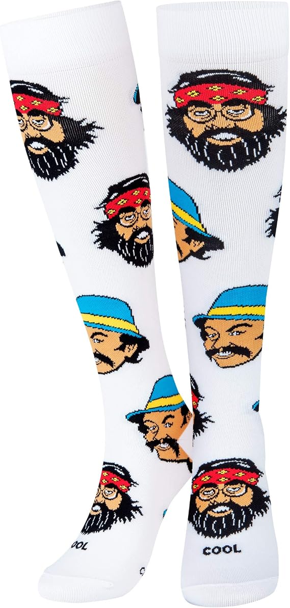 Cool Socks Cheech & Chong Knee High Length Compression Socks 1520 mmHg Officially Licensed Graphic Sport and Work Support Medium Unisex