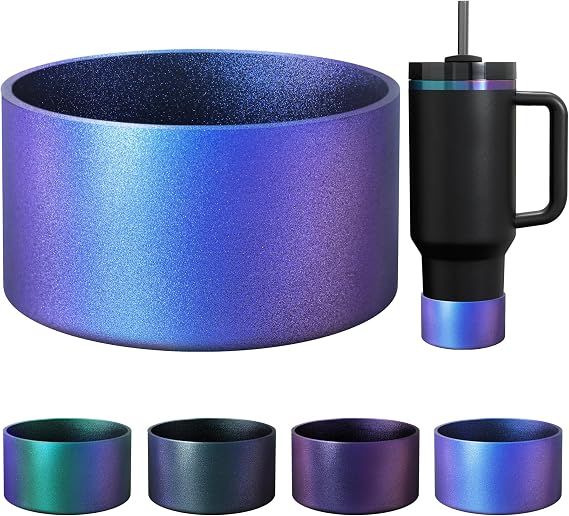 Chameleon Gradient Matte Luster Silicone Boot, Compatible with Stanley Tumblers 20-40oz and 12-24oz Water Bottles with 2.8-3in Base, Anti-Slip Glitter Bottom Protector (Navy Purple)