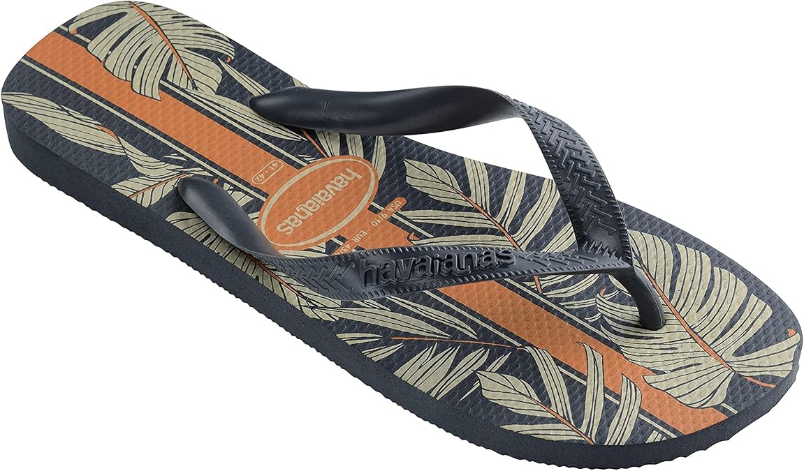 Havaianas Men's Aloha Flip Flop - Hawaiian Print Sandals - New Graphite/Lead Grey, 11/12