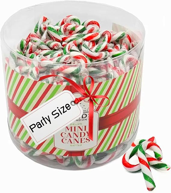 Candy Canes Bulk Buy for Christmas Gifts - Mini 250 x 5g Individually Wrapped Peppermint Green, Red & White Sweets Lolly Pops for Kids. Perfect for Decorating the Christmas Tree, Stocking Fillers