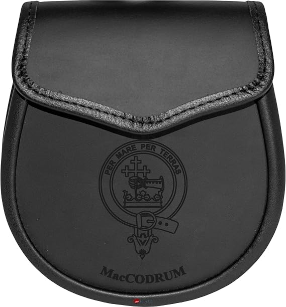 MacCodrum Leather Day Sporran Scottish Clan Crest