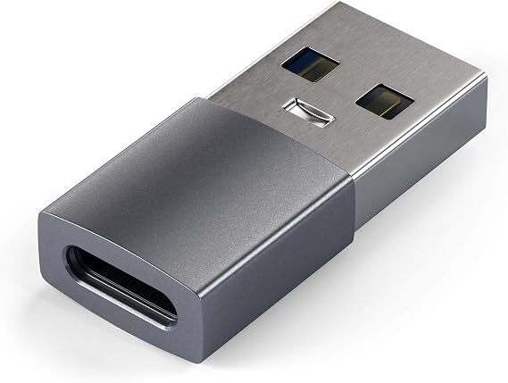 Satechi USB-A to USB-C Adapter, Power Delivery Charging, Travel, Space Gray | High-Speed Data Transfer, for CarPlay, Travel, and Modern Devices