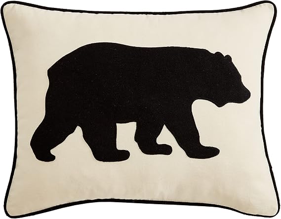 Eddie Bauer Home Throw Pillow with Zipper Closure, Perfect Luxurious Bedding Set for Bed or Sofa, 16" x 20", Bear Twill Black