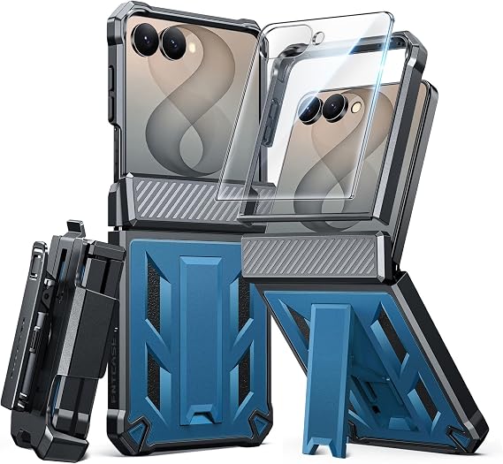 FNTCASE for Samsung Galaxy Z Flip 8 Case with Belt Clip Holster Kickstand | Hinge Protection, Screen Protector, 20FT Military Grade Drop Proof Heavy Duty Rugged Shockproof Protective Phone Cover