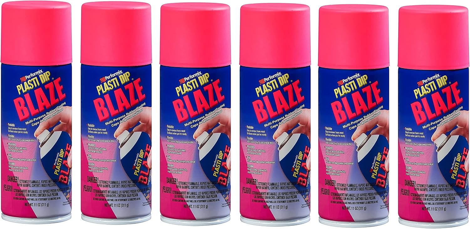Plasti Dip Performix 11223-6-6PK Blaze Pink Spray - 11 oz. Aerosol, Pack of 6