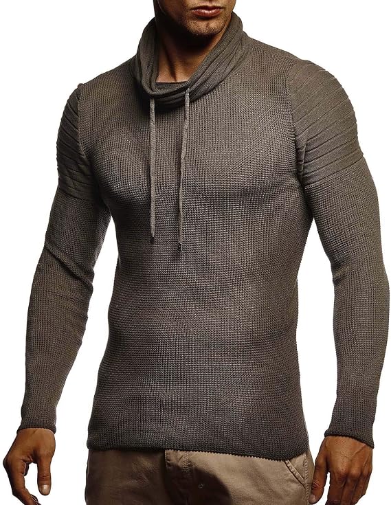 Leif Nelson Men's Knitted Sweater With Turtleneck Wool Modern Stylish Pullover Hoodie Jacket Slim Fit LN20747