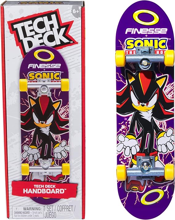 TECH DECK Finesse X Sonic the Hedgehog Handboard, Authentic Mini Skateboard