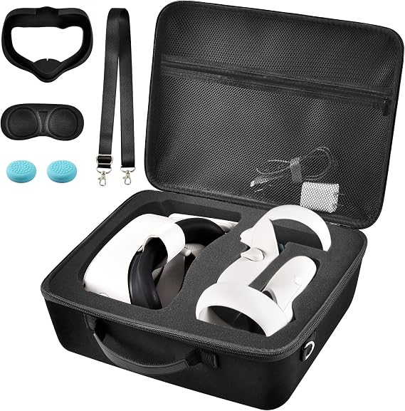 Comecase Hard Carrying Case for Meta Quest 3S/3/Quest 2 Headset, Black