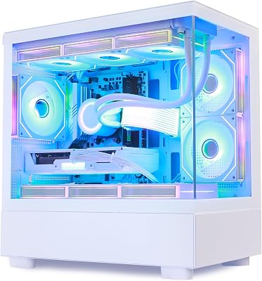 Ocean Park Gaming PC - AMD Ryzen 7 5700G 8-Core 3.8 GHz, RTX 5060 8GB, 32GB DDR4 RAM 3200MHz,1TB PCIe 1TB SATA SSD, WiFi, 360mm ARGB AIO, 650W PSU -Win 11 Pro Desktop Computer-White