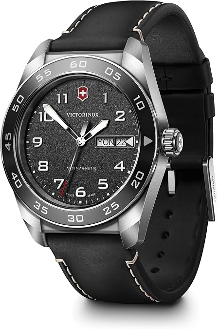 Victorinox Swiss Army Men's Analogue Quartz Wrist Watch Stainless Steel Case Leather Strap Replacement Band