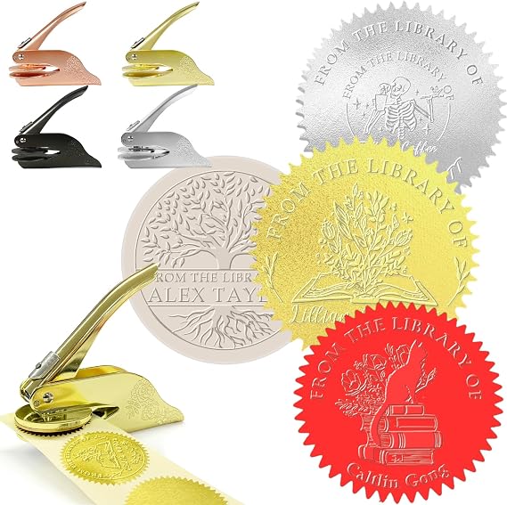 Book Embosser Personalized Custom Library Embosser Made with Your Name Customized Book Stamp from The Library of Embosser Gifts for Book Lovers