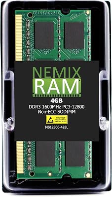 NEMIX RAM 4GB 1X4GB DDR3 1600MHZ PC3-12800 2Rx8 1.35V 204-PIN Non-ECC SODIMM Compatible with Samsung M471B5273EB0-YK0 Laptop PC Memory
