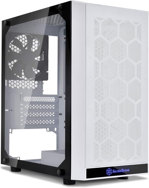 Silverstone SST-PS15W-G (White + Tempered Glass Window) Micro-ATX, Mini-DTX, Mesh Front Panel, Steel Body, Tempered Glass Side Panel