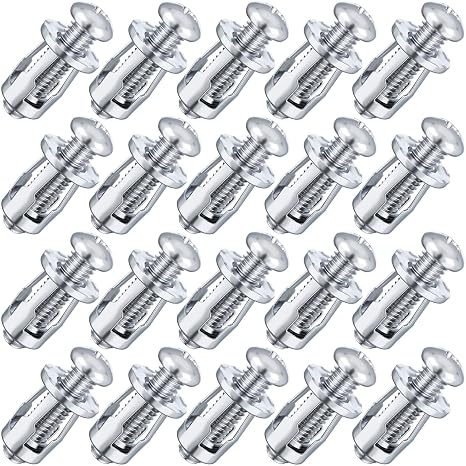 Pndeyo 20pcs Expansion Screw Petal Nut, M8 x 30mm Corrosion-Resistant Jack Nuts, Insert Nuts Metal Petal Nuts for Hollow Wall Iron Plastic Polywood Pressboard Hardboard- Silver