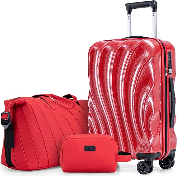 Cosbarn Luggage Sets 3 Piece Suitcases with Wheels, Suitcase Set, ABS+PC Hardshell Luggage with Phone Holder, Lightweight Carry on Luggage with TSA Lock Spinner Wheels