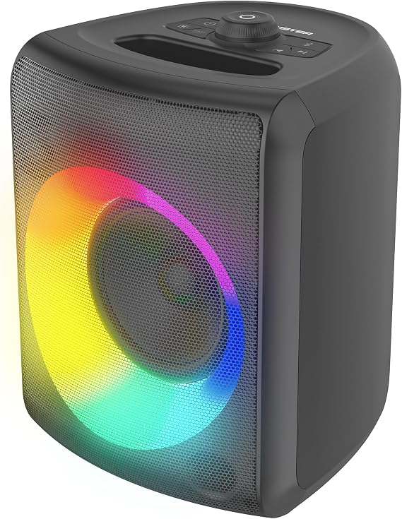 Monster Musicbox Bluetooth Speaker, 60W Loud Portable Wireless Speaker with Dynamic RGB Lighting, Speakers for Outdoor, Stereo Sound, 12H Playtime, IPX5 Water Resistant, Supports TF Card, AUX, Gray
