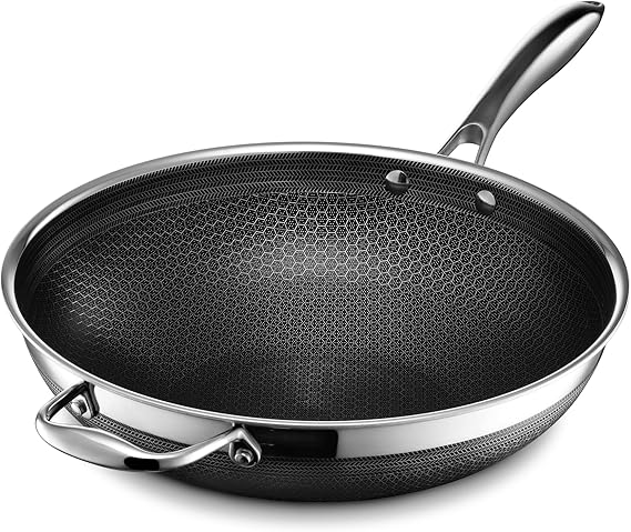 HexClad 12" Hybrid Nonstick Wok, Dishwasher and Oven Safe, Induction-Ready