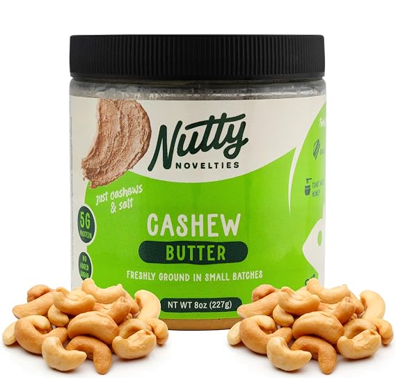 Nutty Novelties Cashew Butter - All-Natural Ingredients, Responsibly Sourced - No Added Sugar - No Cholesterol or Preservatives - Heart Healthy Fats - Lightly Salted, Vegan Nut Butter - 8 Ounces