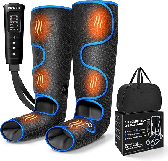 MEKZU Air Compression Leg Massager with Heat, 6 Massage Modes, Foot Boots