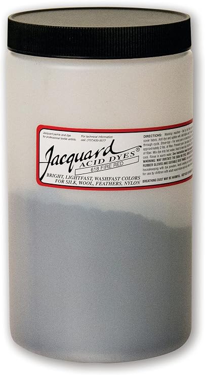 Jacquard Acid Dye 1lb Tub Fire Red - Acid Dye for Wool, Silk, Alpaca, Feathers, Cosplay Wigs and Nylon - Powder Wool Dye for Full Coverage Dyeing - Vibrant Acid Silk Dye