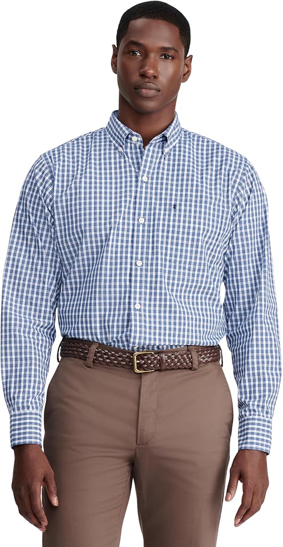 Izod Men's Performance Comfort Long Sleeve Plaid Button Down