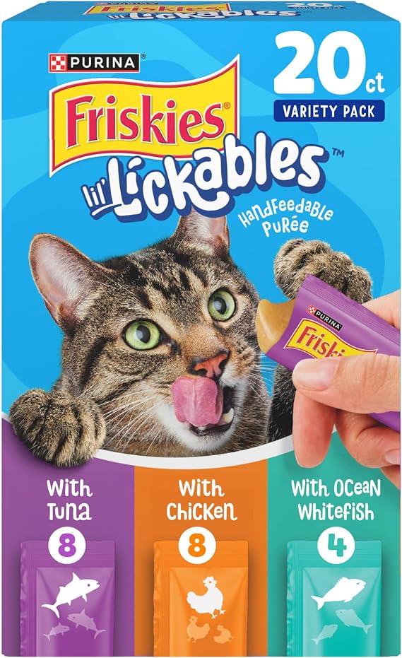 Friskies Purina Lil Lickables Cat Treats Variety Pack, 20 Ct, 10 oz