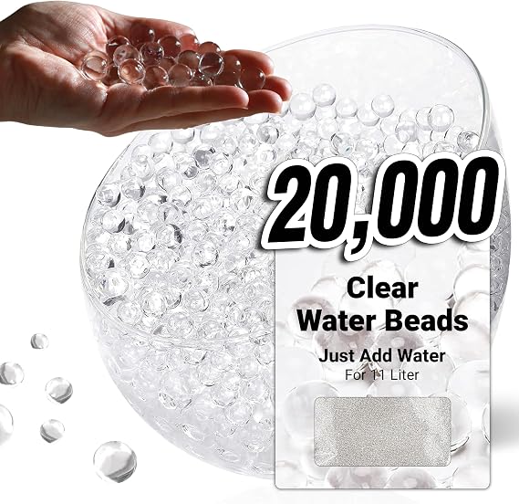 comforder Water Beads for Vases and Plants, Clear Gel Balls, 20,000 (100g) | Soak 8 to 10 hours, water retaining beads for plants, vase filler for centrepieces, biodegradable, odourless