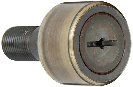 McGill CF2 Cam Follower, Standard Stud, Unsealed/Slotted, Inch, Steel, 2" Roller Diameter, 1-1/4" Roller Width, 2" Stud Length, 7/8" Thread Size, 3-9/32" Overall Length, 0.875" Stud Diameter