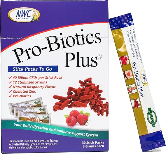 NWC Naturals Pro-Biotics Plus Powder Stick Packs, 40 Billion CFU, 30-Count