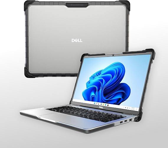 Gumdrop SlimTech Custom Case Fits Dell Pro 14 (Clamshell)- Lightweight Protection, Rubberized Thread on Sides, Seamless Asset Tagging, Embellishment Friendly for School or Work - Black