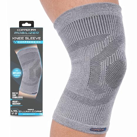 Copper Fit Mobilizer Knee Sleeve - 2XL | Knee brace with stabilizers for arthritis support, tendonitis relief, compression, mobility, and recovery.