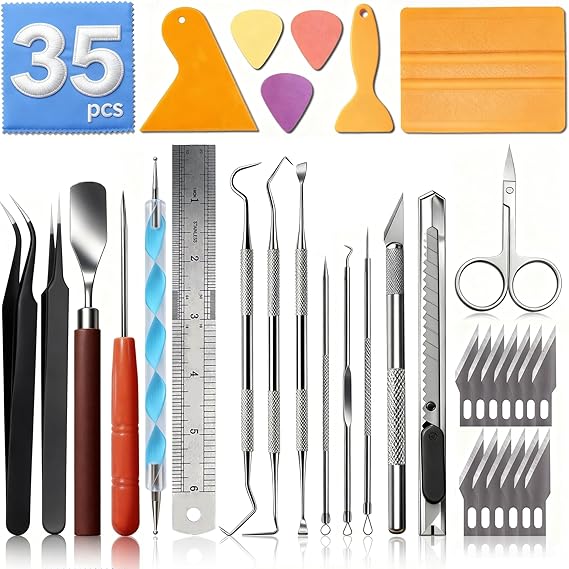 SHARKOOO 35 PCS Weeding Tools for Vinyl, Precision Craft Tools Set for Weeding Vinyl, Scrapbook Supplies Includes All Basics for Weeding, Scrapbooking, DIY Art