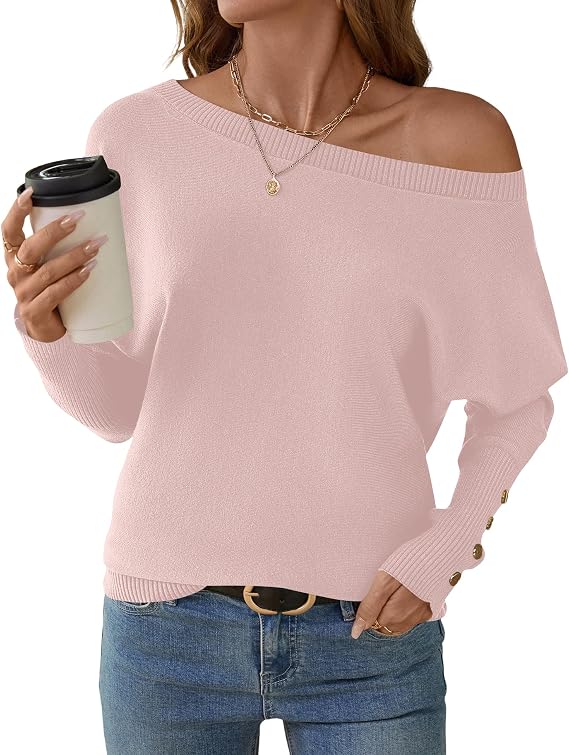 Micoson Off The Shoulder Sweaters for Women Fall Oversized Knit Pullovers
