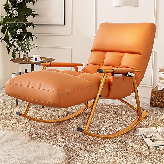 Teddy Rocking Chairs, Glider Chair forwith Armrests,Metal Rocking Chairs with High Back,440Lbs Support Rocking Chairs,Modern Rocker Chairs for Living Room Bedroom Offices