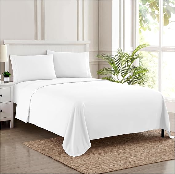 Sweet Home Collection 1800 Thread Count Egyptian Quality Brushed Microfiber 4 Piece Deep Pocket Bed Sheet Set Split King 15TC-SPLTK-WHT