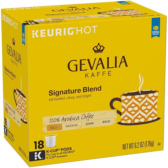 Gevalia Signature Blend Mild Roast K-Cup Coffee Pods (18 Pods)