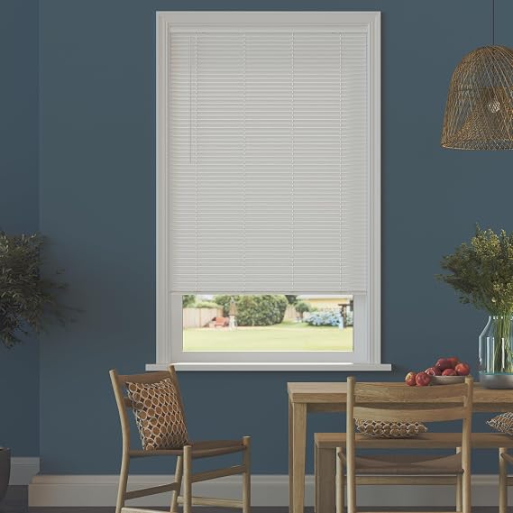 Cordless Room Darkening Mini Blinds for Indoor Windows - 52" W x 36" L - White, Over 1,400 Custom Sizes Starting at 9.97, 1" Vinyl Slats, Horizontal Window Blinds by Lumino