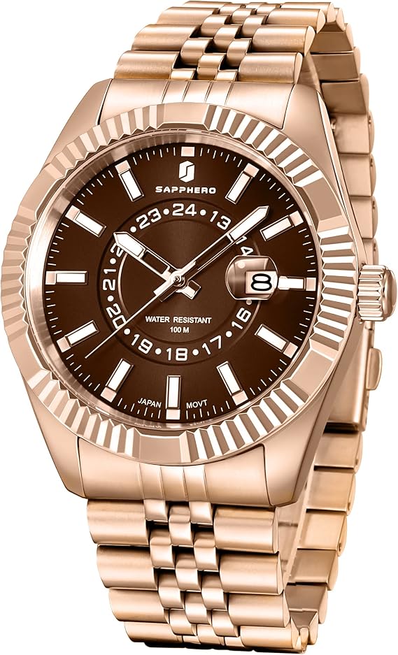 Men's Wristwatch, Water Resistant, 10 ATM, Japanese Movement, Analog, Wristwatch, Simple Gift, Men's, Business, Date Display, Quartz, Fashionable, Popular, Ranking, Study, Lightweight Rose Gold, Rose