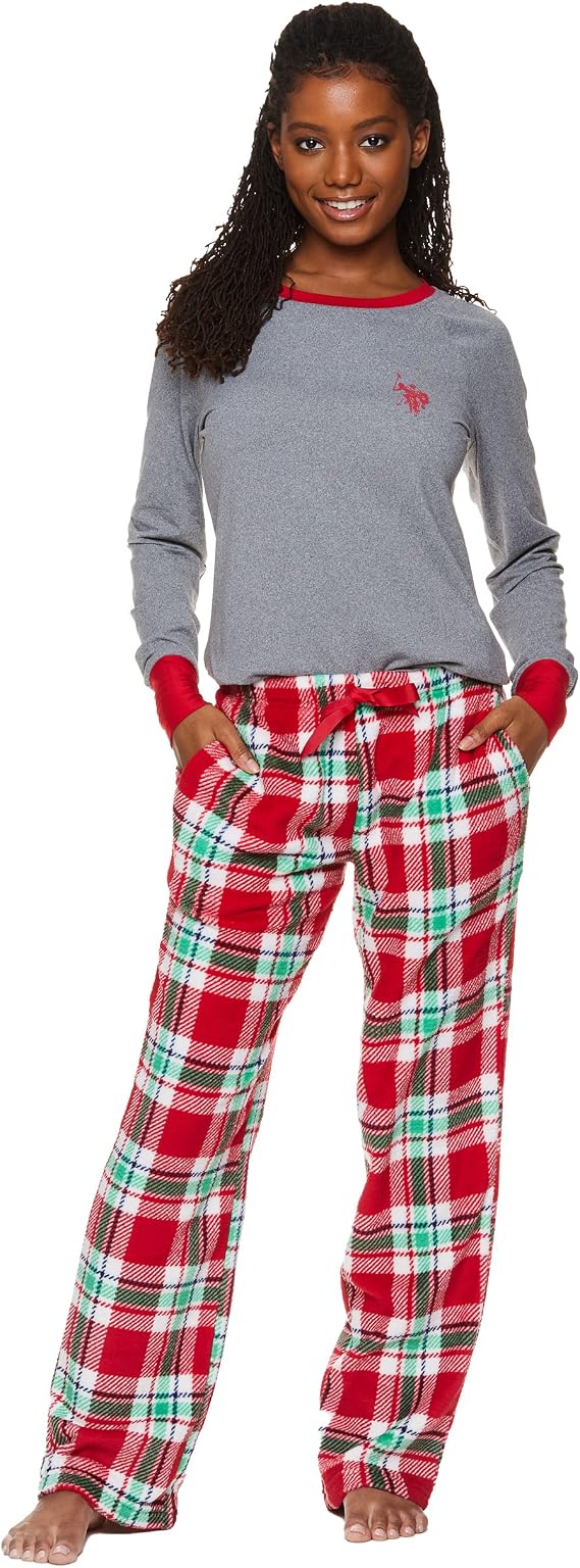 U.S. POLO ASSN. 2-Piece Pajamas for Women Set, Long Sleeve PJ Sets for Women, Ladies Sleepwear