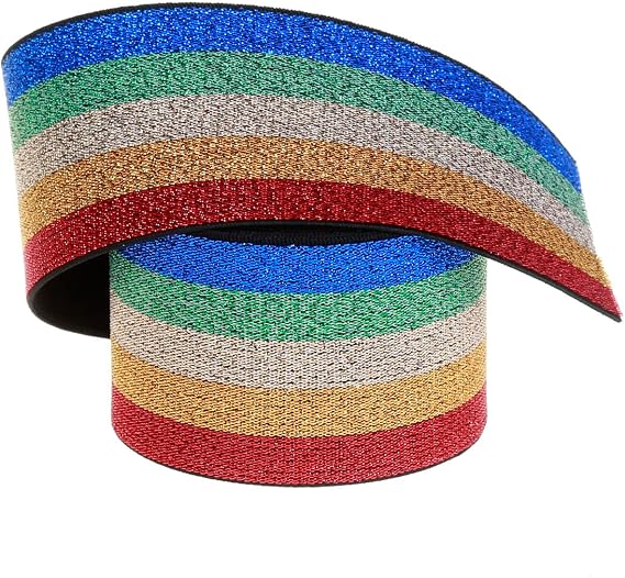 COTOWIN 2-inch Wide Glitter Straps Color Plush Elastic Band 3-Yard,Soft Comfortable Sewing Elastic Trim